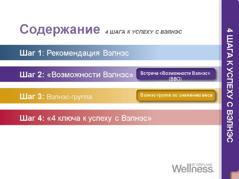 Содержание 4 ШАГА К УСПЕХУ С ВЭЛНЭС  Шаг 1: Рекомендация Вэлнэс  Шаг